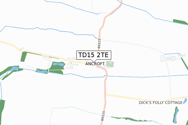 TD15 2TE map - small scale - OS Open Zoomstack (Ordnance Survey)