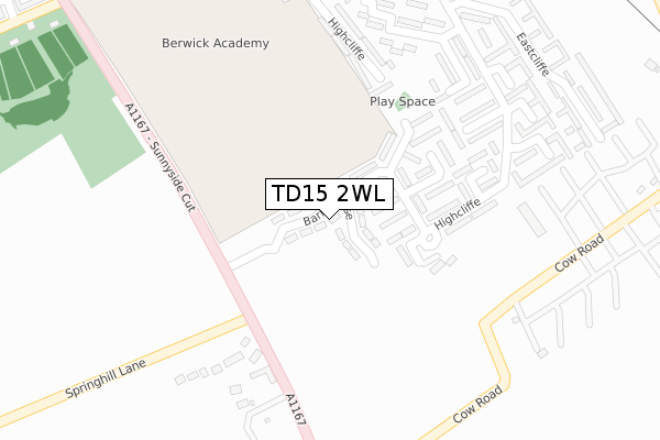 TD15 2WL map - large scale - OS Open Zoomstack (Ordnance Survey)