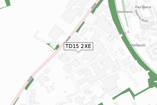 TD15 2XE map - large scale - OS Open Zoomstack (Ordnance Survey)