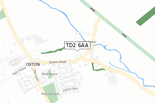 TD2 6AA map - large scale - OS Open Zoomstack (Ordnance Survey)