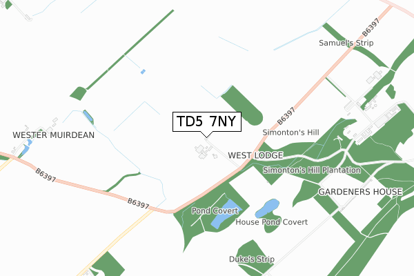 TD5 7NY map - small scale - OS Open Zoomstack (Ordnance Survey)