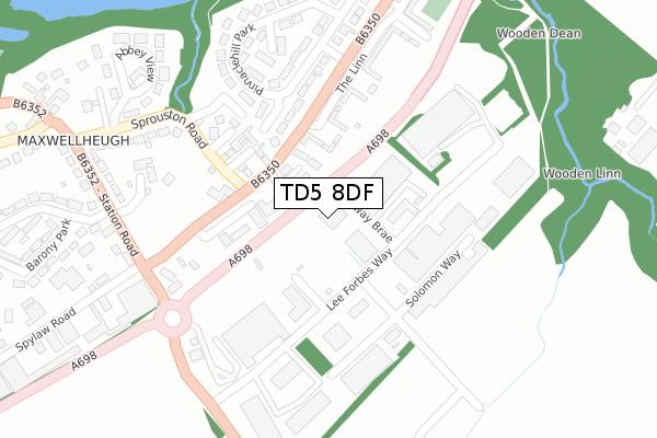 TD5 8DF map - large scale - OS Open Zoomstack (Ordnance Survey)