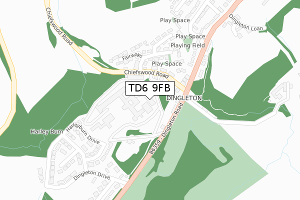 TD6 9FB map - large scale - OS Open Zoomstack (Ordnance Survey)