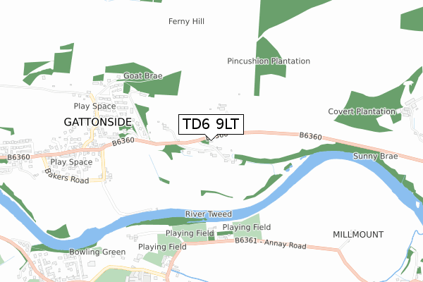 TD6 9LT map - small scale - OS Open Zoomstack (Ordnance Survey)