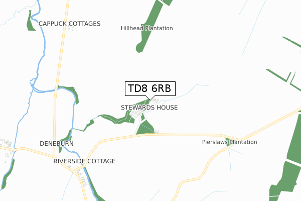 TD8 6RB map - small scale - OS Open Zoomstack (Ordnance Survey)