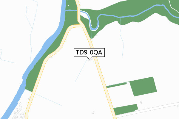 TD9 0QA map - large scale - OS Open Zoomstack (Ordnance Survey)
