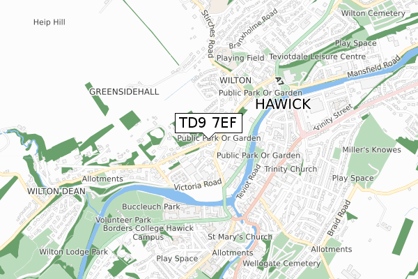 TD9 7EF map - small scale - OS Open Zoomstack (Ordnance Survey) TD9 7EF map - small scale - OS Open Zoomstack (Ordnance Survey)