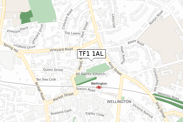 TF1 1AL map - large scale - OS Open Zoomstack (Ordnance Survey)