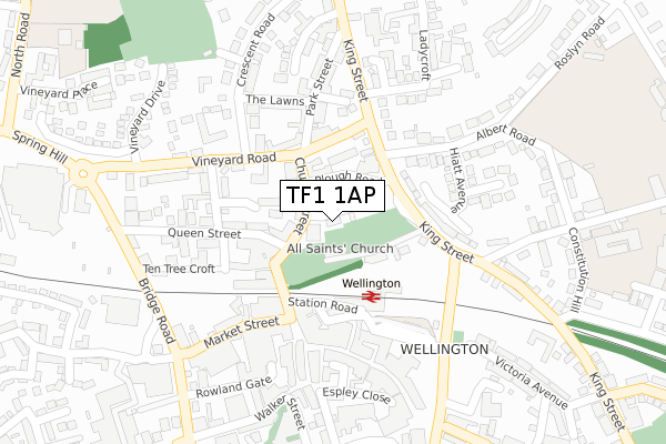 TF1 1AP map - large scale - OS Open Zoomstack (Ordnance Survey)