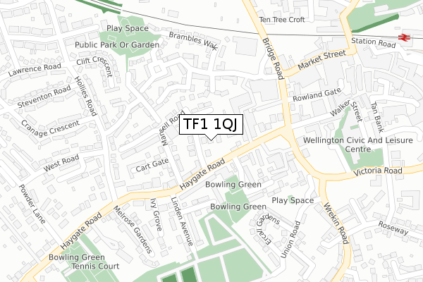 TF1 1QJ map - large scale - OS Open Zoomstack (Ordnance Survey)