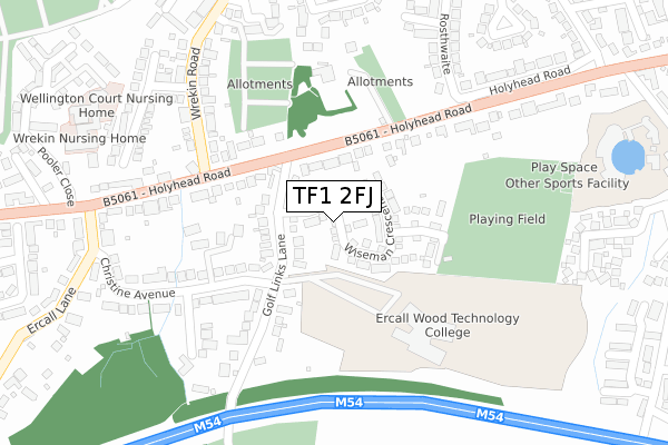 TF1 2FJ map - large scale - OS Open Zoomstack (Ordnance Survey)