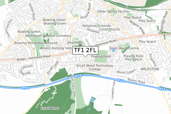 TF1 2FL map - small scale - OS Open Zoomstack (Ordnance Survey)