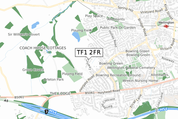 TF1 2FR map - small scale - OS Open Zoomstack (Ordnance Survey)