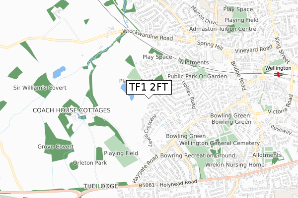 TF1 2FT map - small scale - OS Open Zoomstack (Ordnance Survey)