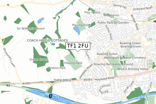 TF1 2FU map - small scale - OS Open Zoomstack (Ordnance Survey)