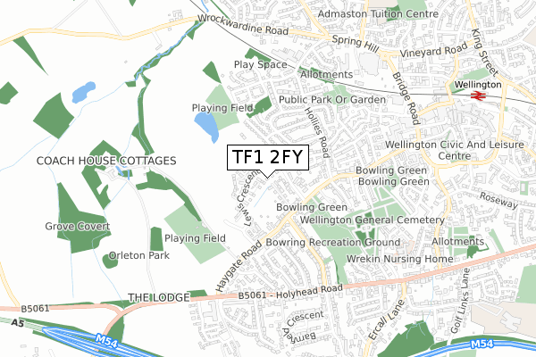 TF1 2FY map - small scale - OS Open Zoomstack (Ordnance Survey)