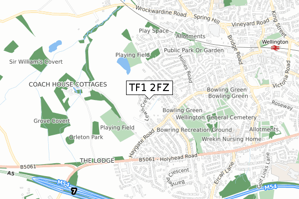 TF1 2FZ map - small scale - OS Open Zoomstack (Ordnance Survey)