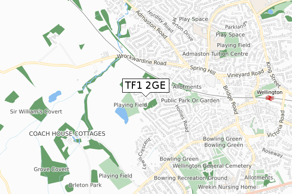 TF1 2GE map - small scale - OS Open Zoomstack (Ordnance Survey)