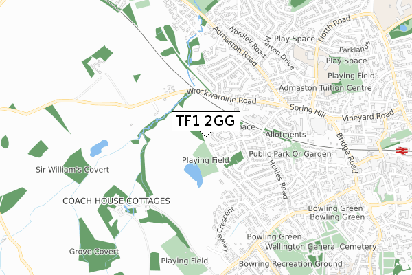 TF1 2GG map - small scale - OS Open Zoomstack (Ordnance Survey)