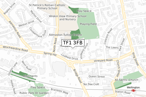 TF1 3FB map - large scale - OS Open Zoomstack (Ordnance Survey) TF1 3FB map - large scale - OS Open Zoomstack (Ordnance Survey)