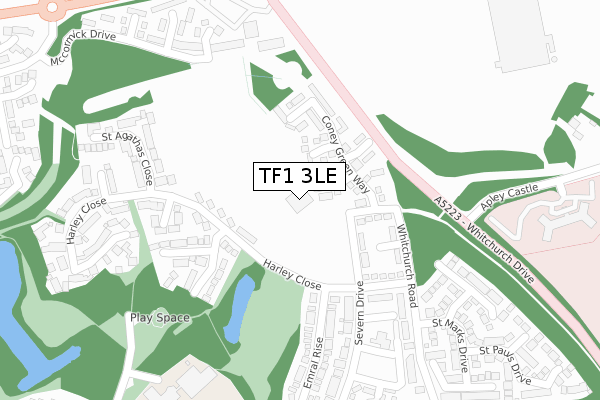 TF1 3LE map - large scale - OS Open Zoomstack (Ordnance Survey)