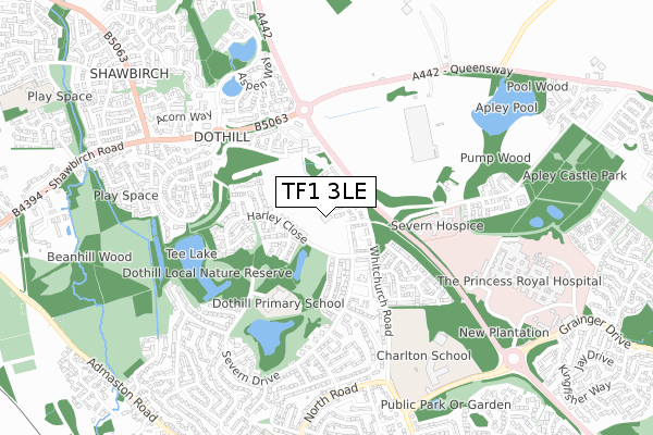 TF1 3LE map - small scale - OS Open Zoomstack (Ordnance Survey)