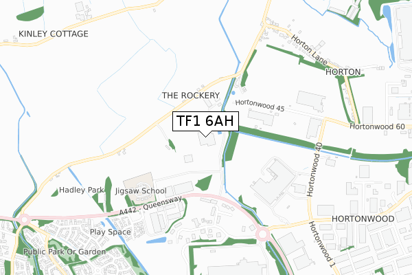 TF1 6AH map - small scale - OS Open Zoomstack (Ordnance Survey)