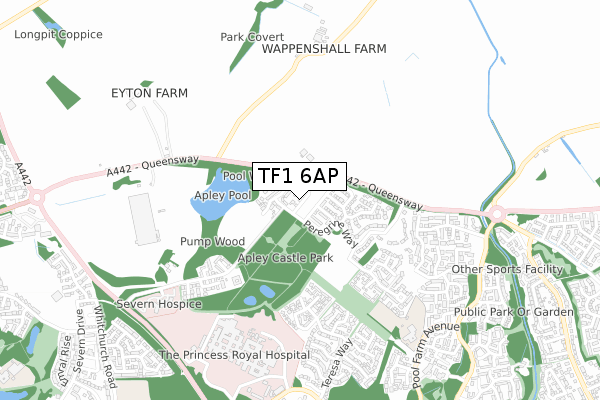 TF1 6AP map - small scale - OS Open Zoomstack (Ordnance Survey)