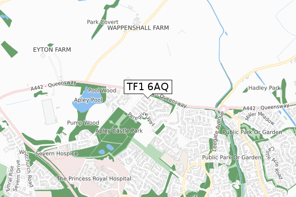 TF1 6AQ map - small scale - OS Open Zoomstack (Ordnance Survey)