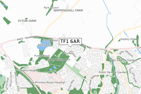 TF1 6AR map - small scale - OS Open Zoomstack (Ordnance Survey)