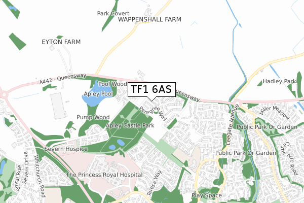 TF1 6AS map - small scale - OS Open Zoomstack (Ordnance Survey)
