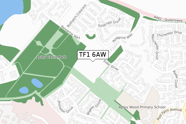 TF1 6AW map - large scale - OS Open Zoomstack (Ordnance Survey)