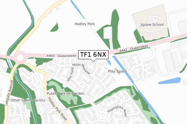 TF1 6NX map - large scale - OS Open Zoomstack (Ordnance Survey)