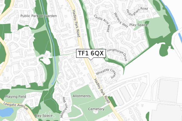 TF1 6QX map - large scale - OS Open Zoomstack (Ordnance Survey)