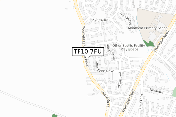 TF10 7FU map - large scale - OS Open Zoomstack (Ordnance Survey) TF10 7FU map - large scale - OS Open Zoomstack (Ordnance Survey)