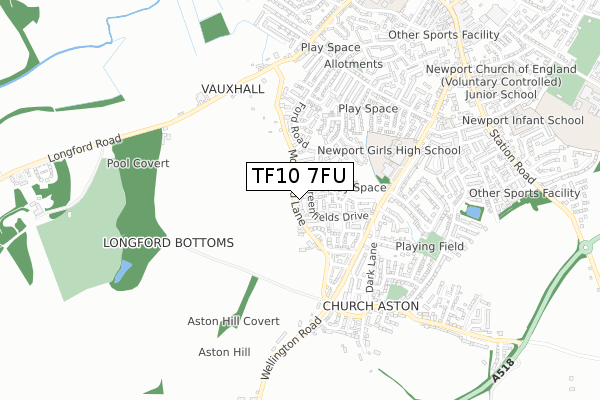 TF10 7FU map - small scale - OS Open Zoomstack (Ordnance Survey) TF10 7FU map - small scale - OS Open Zoomstack (Ordnance Survey)