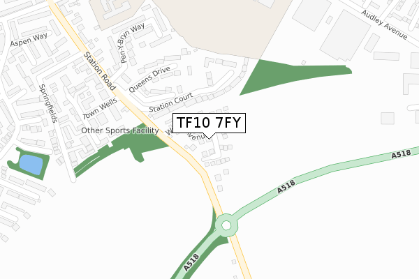 TF10 7FY map - large scale - OS Open Zoomstack (Ordnance Survey) TF10 7FY map - large scale - OS Open Zoomstack (Ordnance Survey)