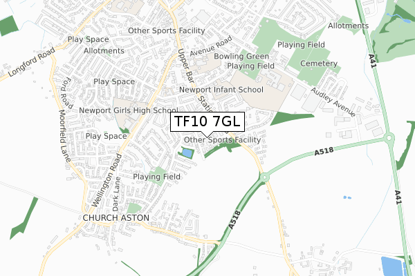 TF10 7GL map - small scale - OS Open Zoomstack (Ordnance Survey) TF10 7GL map - small scale - OS Open Zoomstack (Ordnance Survey)