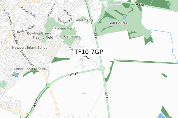 TF10 7GP map - small scale - OS Open Zoomstack (Ordnance Survey) TF10 7GP map - small scale - OS Open Zoomstack (Ordnance Survey)