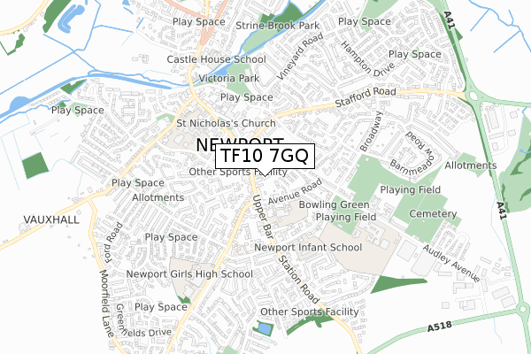 TF10 7GQ map - small scale - OS Open Zoomstack (Ordnance Survey) TF10 7GQ map - small scale - OS Open Zoomstack (Ordnance Survey)