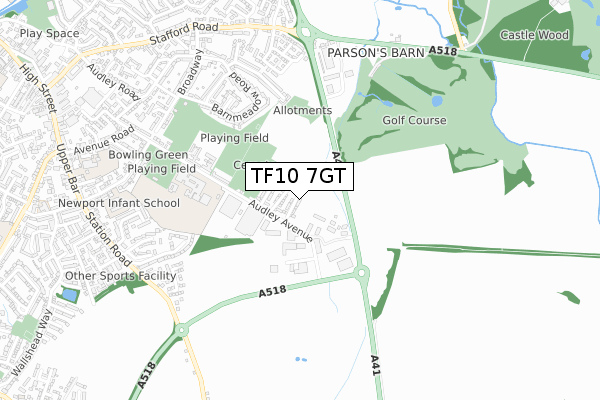 TF10 7GT map - small scale - OS Open Zoomstack (Ordnance Survey) TF10 7GT map - small scale - OS Open Zoomstack (Ordnance Survey)