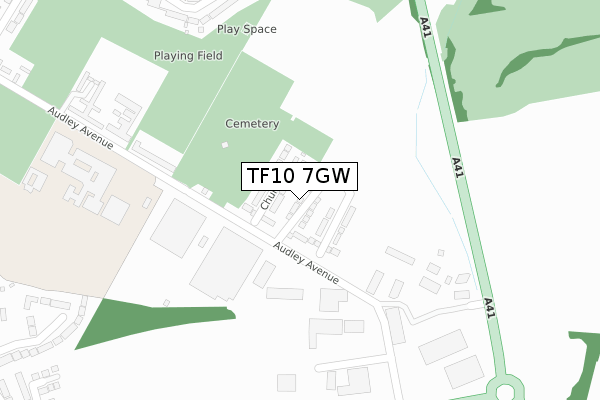 TF10 7GW map - large scale - OS Open Zoomstack (Ordnance Survey) TF10 7GW map - large scale - OS Open Zoomstack (Ordnance Survey)