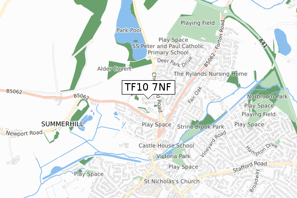 TF10 7NF map - small scale - OS Open Zoomstack (Ordnance Survey) TF10 7NF map - small scale - OS Open Zoomstack (Ordnance Survey)