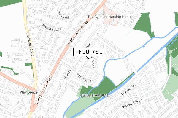 TF10 7SL map - large scale - OS Open Zoomstack (Ordnance Survey)