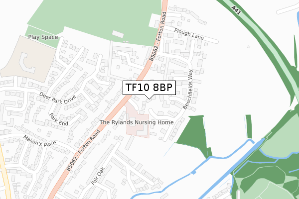 TF10 8BP map - large scale - OS Open Zoomstack (Ordnance Survey)