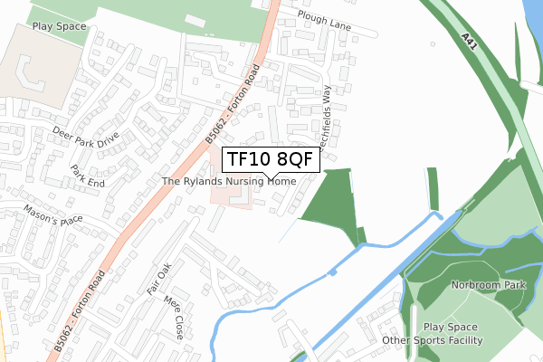 TF10 8QF map - large scale - OS Open Zoomstack (Ordnance Survey)