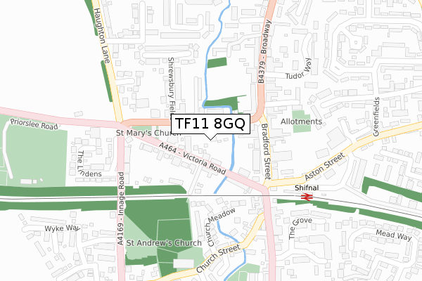 TF11 8GQ map - large scale - OS Open Zoomstack (Ordnance Survey)