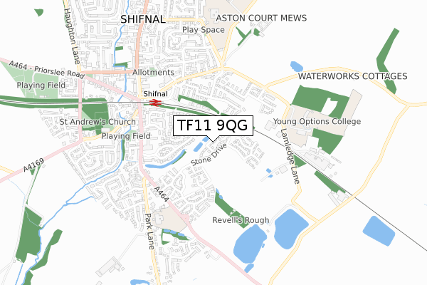 TF11 9QG map - small scale - OS Open Zoomstack (Ordnance Survey)