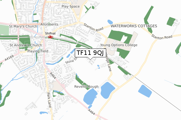 TF11 9QJ map - small scale - OS Open Zoomstack (Ordnance Survey)