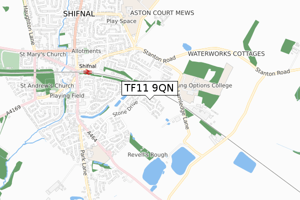 TF11 9QN map - small scale - OS Open Zoomstack (Ordnance Survey)